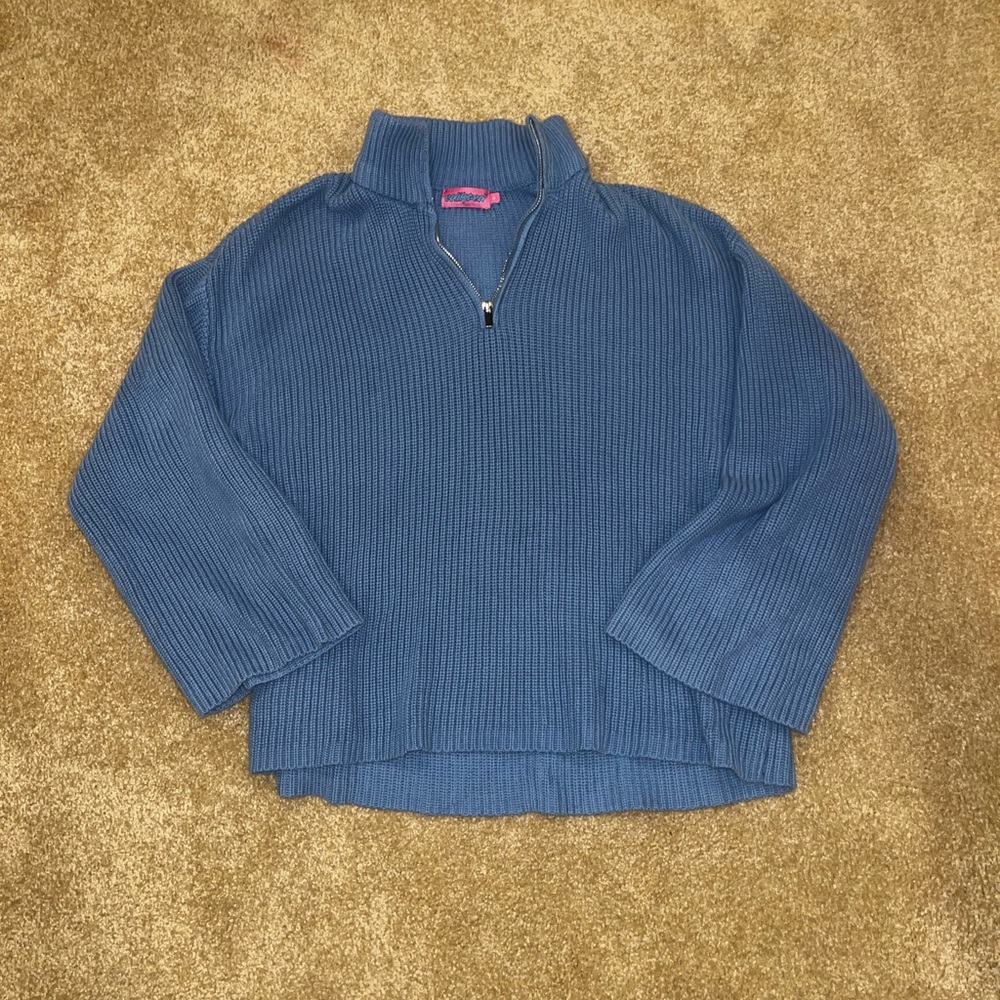 Edikted Blue Half-Zip Women's Sweater
